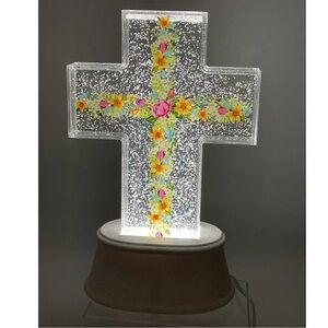 Cracker Barrel Cross Glitter Globe